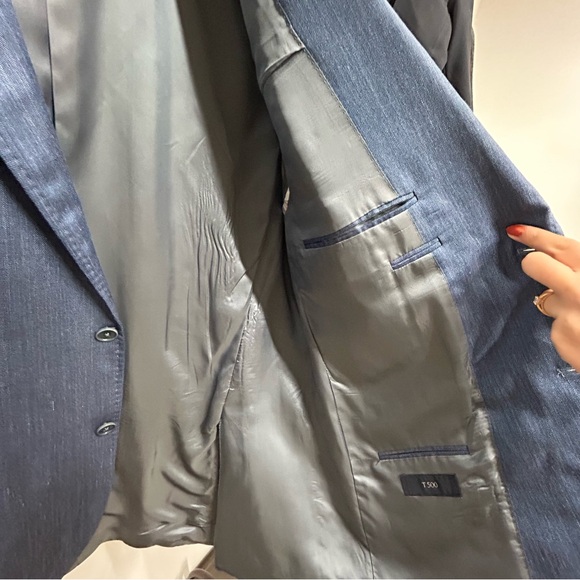 Blue Herringbone Loro Piana Wool/Linen/Silk Sport Jacket - Tombolini - Picture 7 of 13